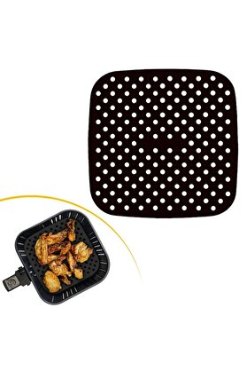 Go İthalat Si̇yah Isıya Dayanıklı Yıkanılabi̇li̇r Si̇li̇kon Fırın Ve Ai̇rfryer Kare Model Pi̇şi̇rme Matı 21,5 Cm