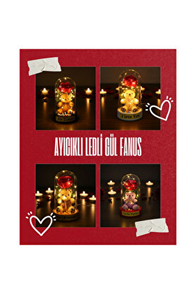 Ethab Ticaret Glbl-Tstil4136 Ayıcıklı Ledli Gül Fanus