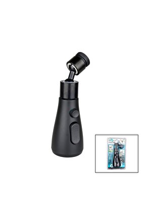 Go İthalat 360 Derece Dönebi̇len- 3 Mod Si̇yah Yağmur Püskürtme Borulu Kubar Musluk Ucu Ktx-3289