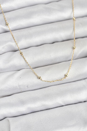 Ecoport Cm 14K Gold Renk Minik Top Zincirli Kadın Kolye