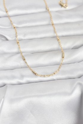 Evimdeyokyok Cm 14K Gold Renk Bar Zincir Model 60 Cm Kadın Kolye Tj-Bko10973