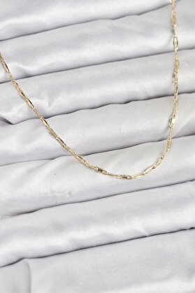 Evimdeyokyok Cm 14K Gold Renk Pirinç Ataç Zincir 60 Cm Kadın Kolye Tj-Bko10928