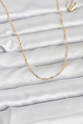 Evimdeyokyok Cm 14K Gold Renk Burgu Model 60 Cm Kadın Kolye Tj-Bko10942