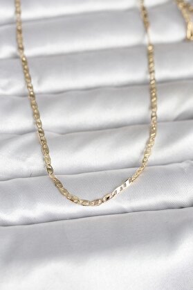 Evimdeyokyok Cm 14K Gold Renk Yassı Zincir Model 60 Cm Kadın Kolye Tj-Bko10984