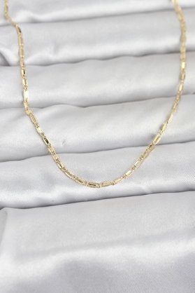 Evimdeyokyok Cm 14K Gold Renk Lazerli Zincir Model 60 Cm Kadın Kolye Tj-Bko10957