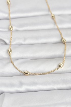 Evimdeyokyok Cm 14K Gold Renk Topçuklu Burgu Zincir Model 60 Cm Kadın Kolye Tj-Bko10963