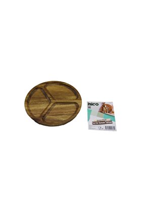 Go İthalat Akasya Yuvarlak 3 Bölmeli̇ Ahşap Servi̇s Sunum Tepsi̇ - Tahtası 20 X 1.4Cm (Ti̇mya/Go1395) 199674