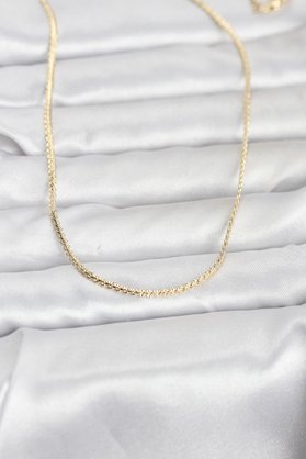 Evimdeyokyok Cm 14K Gold Renk Yassı Zincir Model 60 Cm Kadın Kolye Tj-Bko10965