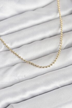 Evimdeyokyok Cm 14K Gold Renk Top Zincirli Model 60 Cm Kadın Kolye Tj-Bko10937