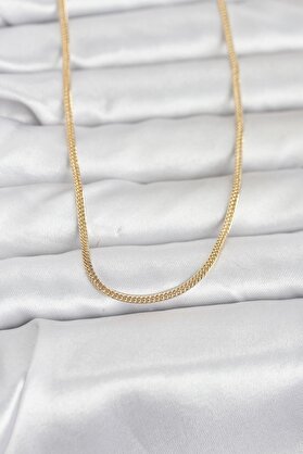 Evimdeyokyok Cm 14K Gold Renk Dolgun Zincir Model 60 Cm Kadın Kolye Tj-Bko10954