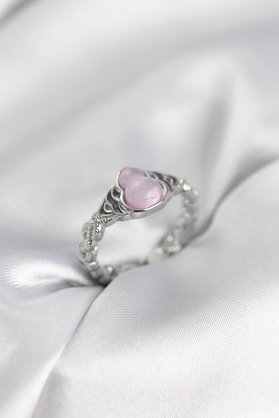 Evi̇mdeyokyok Gümüş Renk Pembe Damla Model Kadın Yüzük Tj-Byk4000