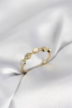 Evi̇mdeyokyok Gold Renk Mi̇ni̇mal Kalp Model Zi̇rkon Taşlı Pi̇ri̇nç Kadın Yüzük Tj-Byk4062