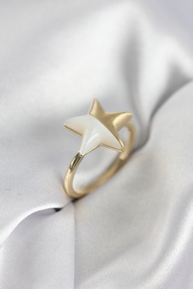 Evi̇mdeyokyok Gold Renk Sedefli̇ Yıldız Model Kadın Yüzük Tj-Byk3940