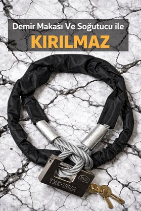 Vi Caro 1.5 Metre 10 Mm Kalınlık Demir Makası Ile Kesilmez Çelik Halat Motosiklet Zincir Kilit Scooter