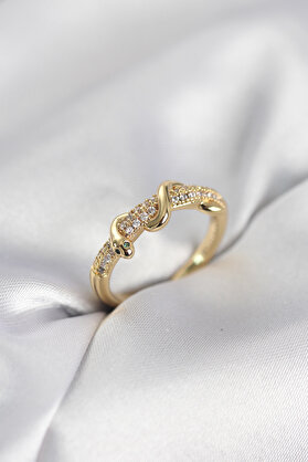 Evi̇mdeyokyok Gold Renk Zi̇rkon Taşlı Sarmal Yılan Model Kadın Yüzük Tj-Byk4068