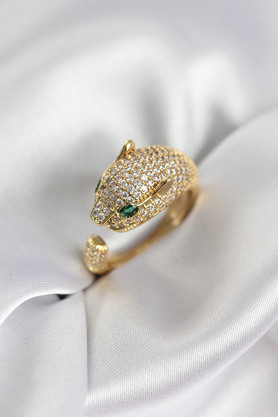 Evi̇mdeyokyok Jaguar Model Gold Renk Zi̇rkon Taşlı Kadın Yüzük Tj-Byk3934