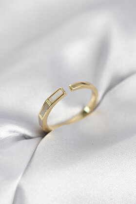 Evi̇mdeyokyok Gold Renk Sedefli̇ Çubuk Model Kadın Yüzük Tj-Byk4082