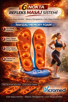 wicromed Tabanlık Memory Foam Şok Emici Topuk Destekli Ayakkabı İçi Tabanlık 6nokta MT7041