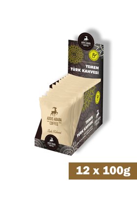 Addis Ababa Coffee Geleneksel - Yemen Türk Kahvesi -Yumuşak İçim - 100 Gr. X 12 adet