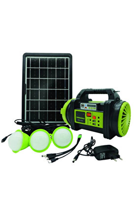 Evi̇mdeyokyok Wıson Ws-5683 Şarjlı 30W Solar Şarjlı Ev Aydınlatma Seti̇ Radyo Ve Fan Powebank