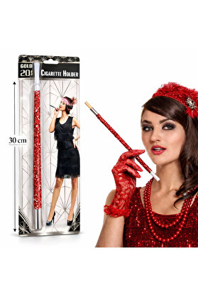 Evi̇mdeyokyok 30 Cm Kırmızı Payetli̇ Tutacağı – 1920’Ler Gatsby Parti̇ Aksesuarı