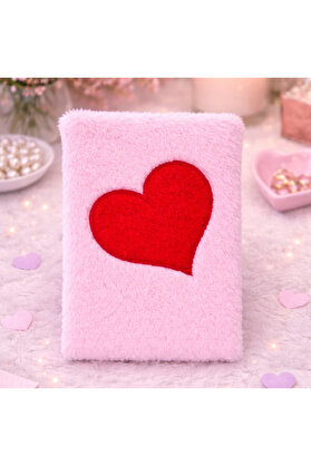 Evimdeyokyok Kalpli Pembe Peluş Defter