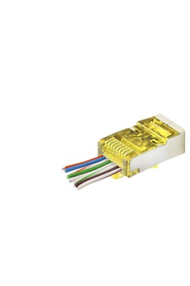 Evimdeyokyok Cat6E Ez Rj45 Metal Konnektör 100 Adet Plastik Kutu - Sarı Nd2416