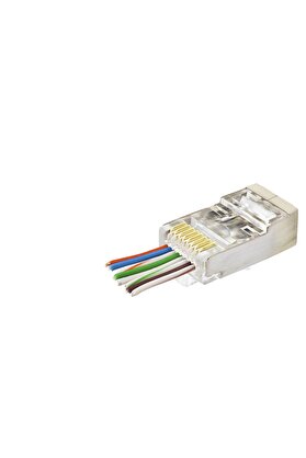 Evimdeyokyok Cat6E Ez Rj45 Metal Konnektör 100 Adet Plastik Kutu - Şeffaf Nd2423