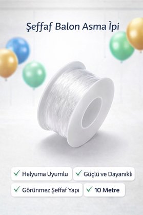 BKMC PARTY Misina İpi Profesyonel Şeffaf Balon Asma İpi – Helyuma Uyumlu Misina