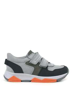 Ortopedikal 3880 Rakerplus Hakiki Deri Gri Siyah Çocuk Sneakers Spor Ayakkabı Cırtlı