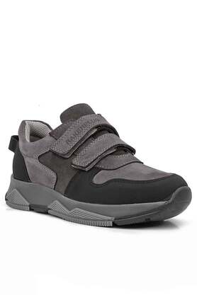 Ortopedikal 3880 Rakerplus Hakiki Deri Siyah-K.gri Çocuk Sneakers Spor Ayakkabı Cırtlı