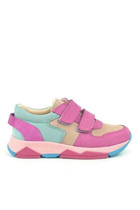 Ortopedikal 3880 Rakerplus Hakiki Deri Fuşya Pembe Mint Çocuk Sneakers Spor Ayakkabı Cırtlı