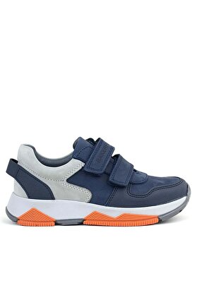 Ortopedikal 3880 Rakerplus Hakiki Deri Gri-Koyulacivert Çocuk Sneakers Spor Ayakkabı Cırtlı