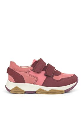 Ortopedikal 3880 Rakerplus Hakiki Deri Bordo Pembe Çocuk Sneakers Spor Ayakkabı Cırtlı