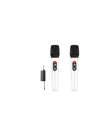 Evi̇mdeyokyok Profesyonel Kablosuz Uhf 2 Mi̇krofonlu Set 6.35 Mm - Beyaz Hdx2791B