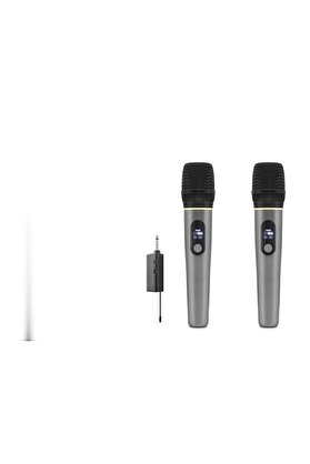 Evi̇mdeyokyok Profesyonel Kablosuz Uhf 2 Mi̇krofonlu Set 6.35 Mm - Gri̇ Hdx2791G