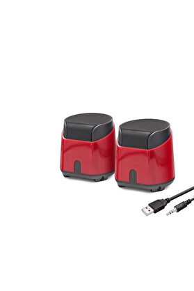Evi̇mdeyokyok Masaüstü Hoparlör 1+1 Usb + 3.5Mm - Kırmızı Hd6024R