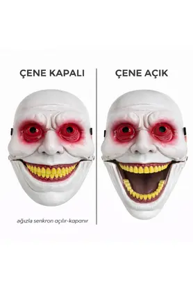 Evi̇mdeyokyok Hareketli̇ Çene Mekani̇zmalı Korku Maskesi̇ Kırmızı