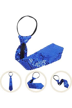 Evi̇mdeyokyok Mavi̇ Pul Payetli̇ Işıltılı Parti̇ Kravatı 33 Cm