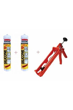 Soudal Silikon Şeffaf 2'li + Tabanca