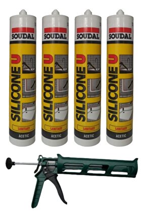 Soudal 4 Adet Soğuk Şeffaf Silikon Tabanca Hediyeli