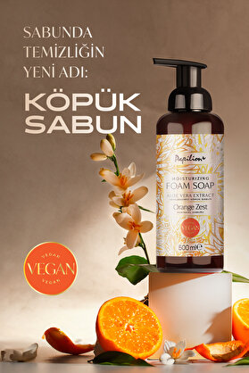 Papilion Aloe Vera Özlü Köpük Sabun 500 ml Portakal Kabuğu Aromalı Vegan Nemlendirici El Sabunu