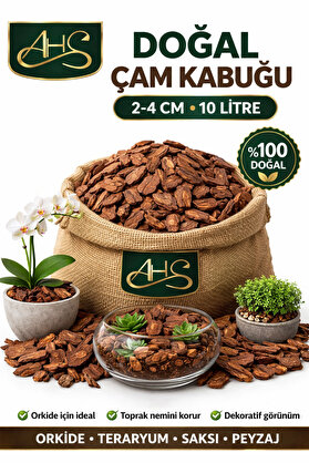 AHS Doğal Dekoratif Çam Kabuğu 1-3 Cm 10 Litre Bahçe Peyzaj Saksı Orkide Teraryum Kaplama