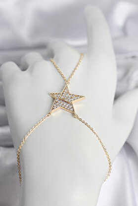 Evimdeyokyok Pirinç Gold Renk Zirkon Taşlı Yıldız Model Kadın Şahmeran Tj-Sn759