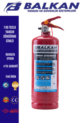 BALKAN YANGIN VE GÜVENLİK SİSTEMLERİ 1 KG ABC Tozlu Yangın Tüpü Tüvtürk Uyumlu TSE CE Belge Yeni Ürün KKT