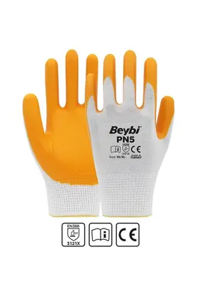 Beybi Pn5 Polyester Örme Nitril Eldiven 1 Çift