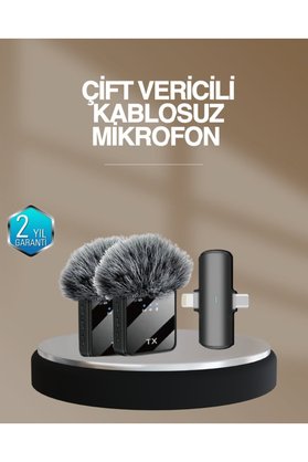 Ethab Giyim 2’Li Kablosuz Yaka Mikrofonu Type-C Ve Lightning Uyumlu Profesyonel Set - Glst6246-8132