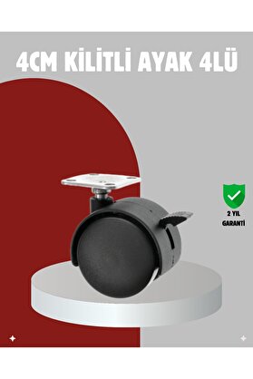 Ethab Giyim Mobilya İçin Kilitli 4 Cm Tekerlek Ayak Seti - Glst1243-4148