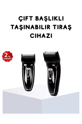 E Bulurum Kablosuz Tıraş Makinesi Çift Başlıklı Kuru Tıraş Folyo Başlık Şarj Göstergeli