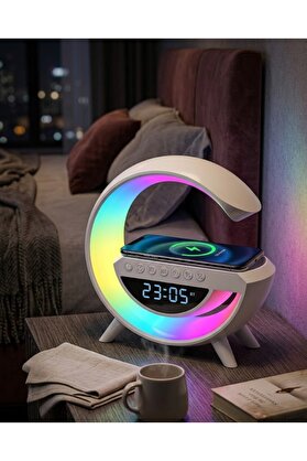 Wisipi_ Rgb Işıklı Kablosuz Şarjlı Bluetooth Hoparlör Saat Ve Alarm Özellikli - Wısıpı5780-5974